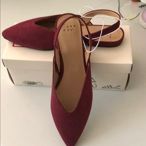 Women’s Pam V Throat Sling Back Mules - Burgandy